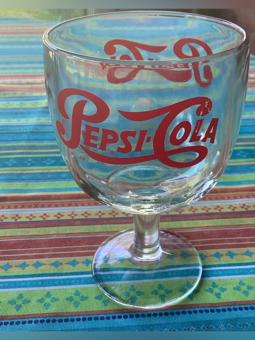 Pepsi Cola Vintage Thumbprint Pedestal Goblet
